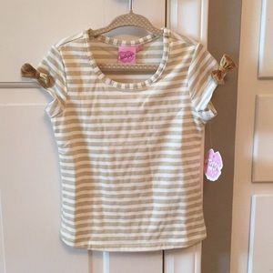 NWT girls gold & cream shirt, size 4